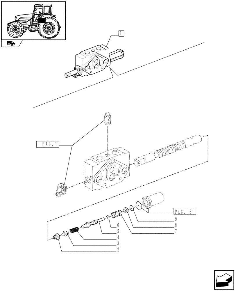 Схема запчастей Case IH FARMALL 105U - (1.82.7/02A[02]) - DOUBLE - ACTING EXTERNAL CONTROL VALVE WITH FLOAT AND AUTOMATIC CUTOUT - BREAKDOWN (07) - HYDRAULIC SYSTEM