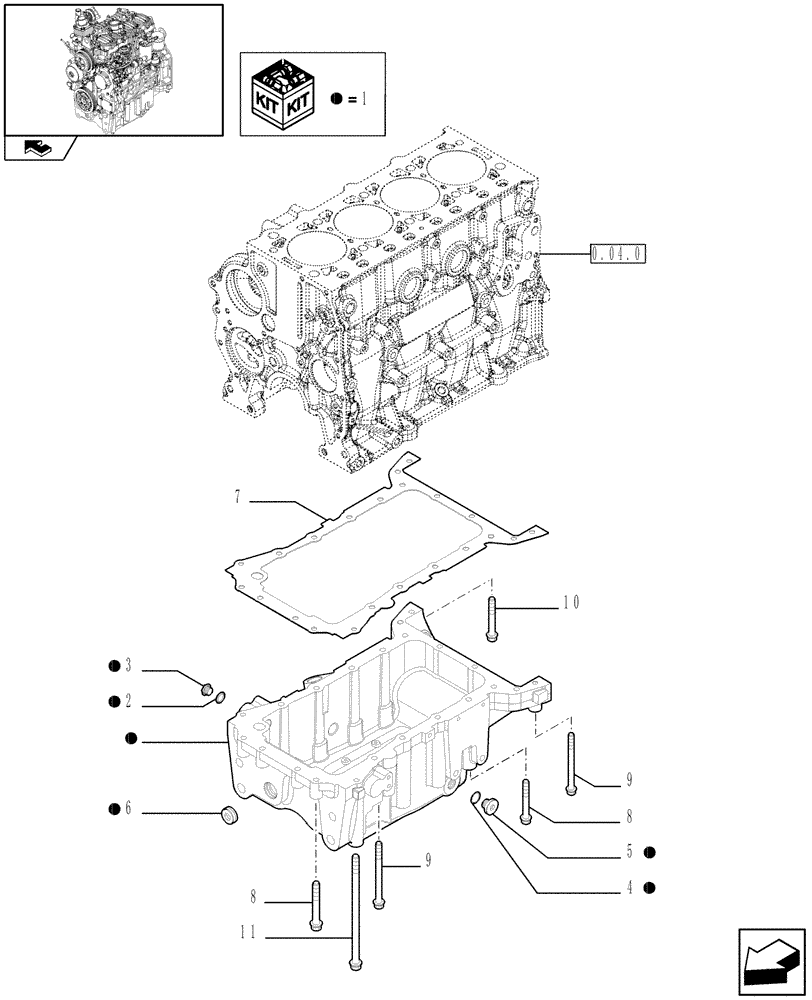 Схема запчастей Case IH FARMALL 80 - (0.04.2) - OIL SUMP & RELATED PARTS (01) - ENGINE