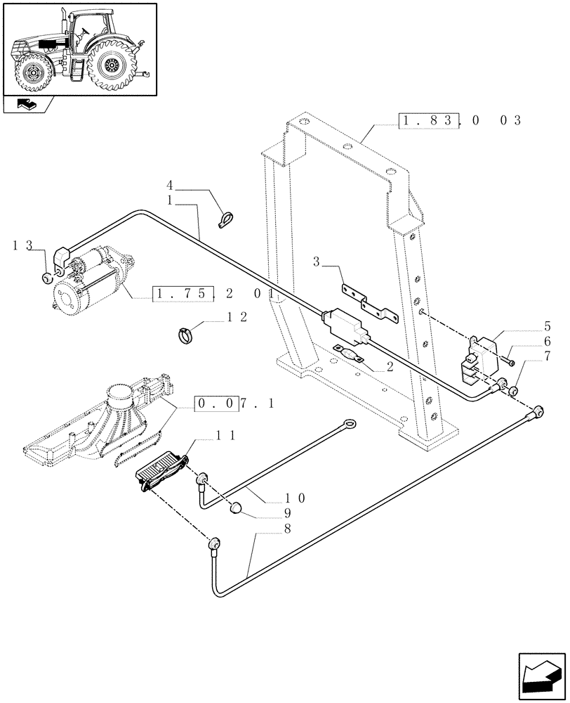 Схема запчастей Case IH PUMA 210 - (1.75.0/04) - (VAR.203) GRID HEATER (06) - ELECTRICAL SYSTEMS