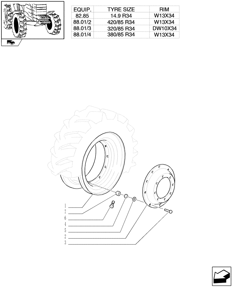 Схема запчастей Case IH PUMA 210 - (82.00[04]) - FRONT WHEELS (11) - WHEELS/TRACKS