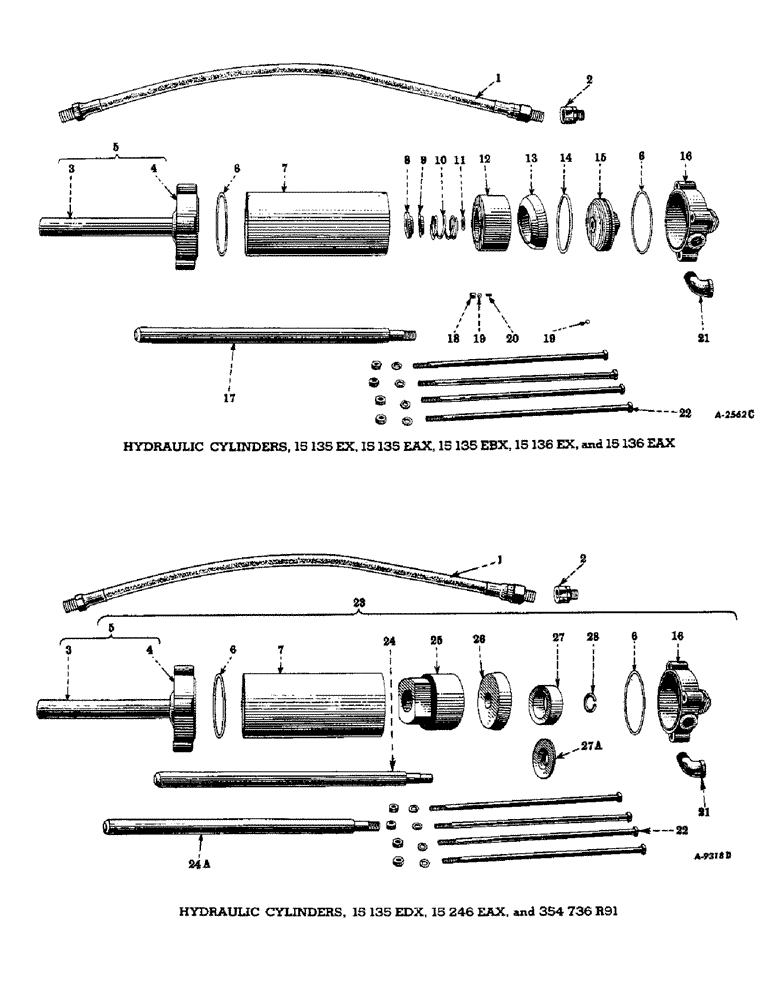 Схема запчастей Case IH FARMALL M - (282) - HYDRAULIC SYSTEM, HYDRAULIC CYLINDERS (07) - HYDRAULIC SYSTEM