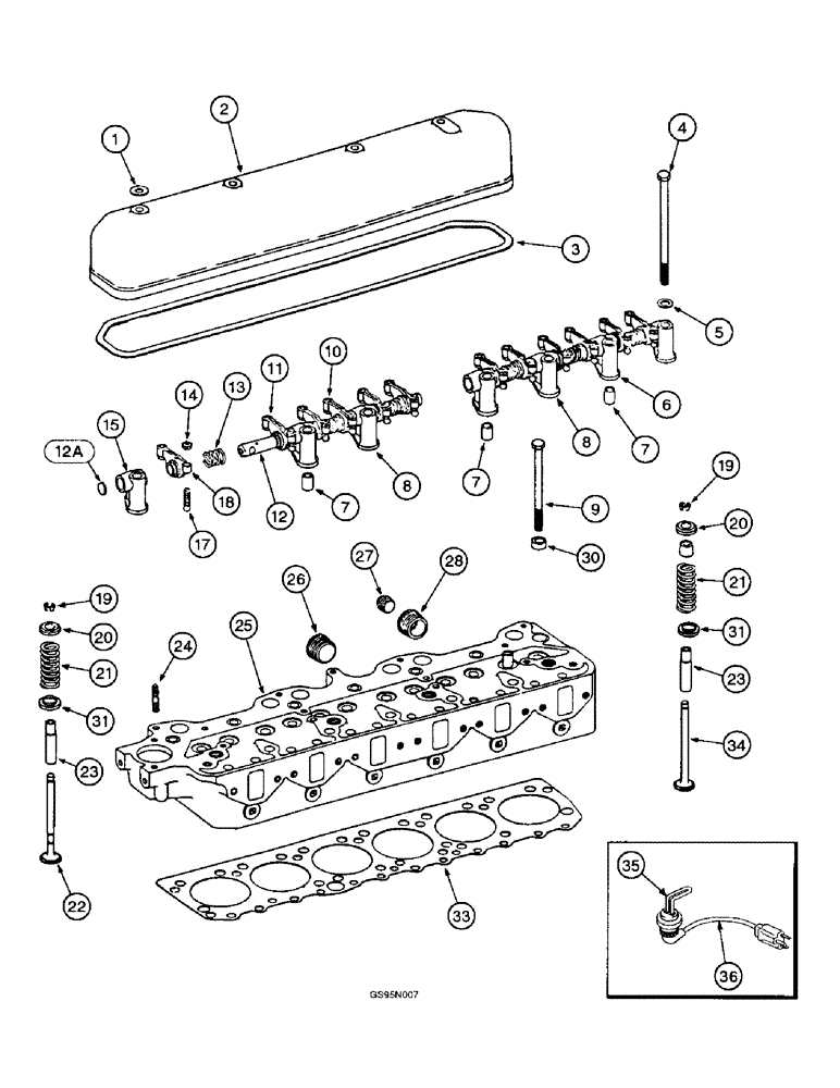 Схема запчастей Case IH D-236 - (4-14) - CYLINDER HEAD AND RELATED PARTS / ENGINE BLOCK HEATER 