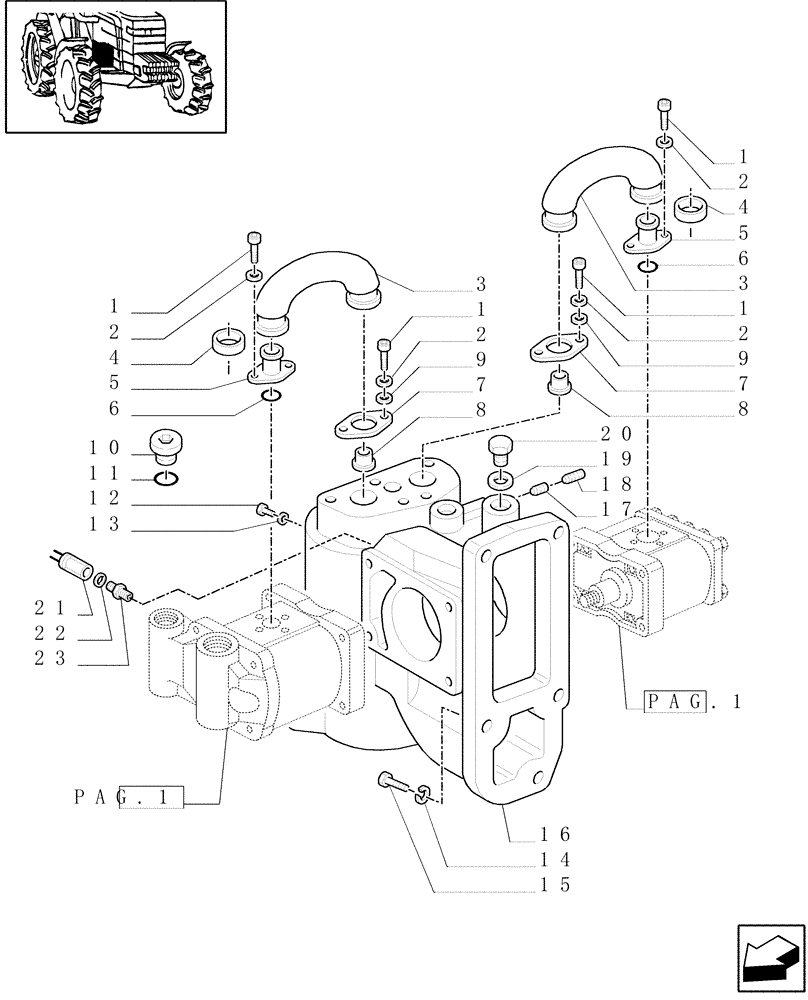 Схема запчастей Case IH MXM120 - (1.32.8/01[02]) - MECHANICAL GEAR BOX 20X16 (40 KM/H) / PUMPS FOR HYDRAULIC SYSTEM AND LIFT (03) - TRANSMISSION