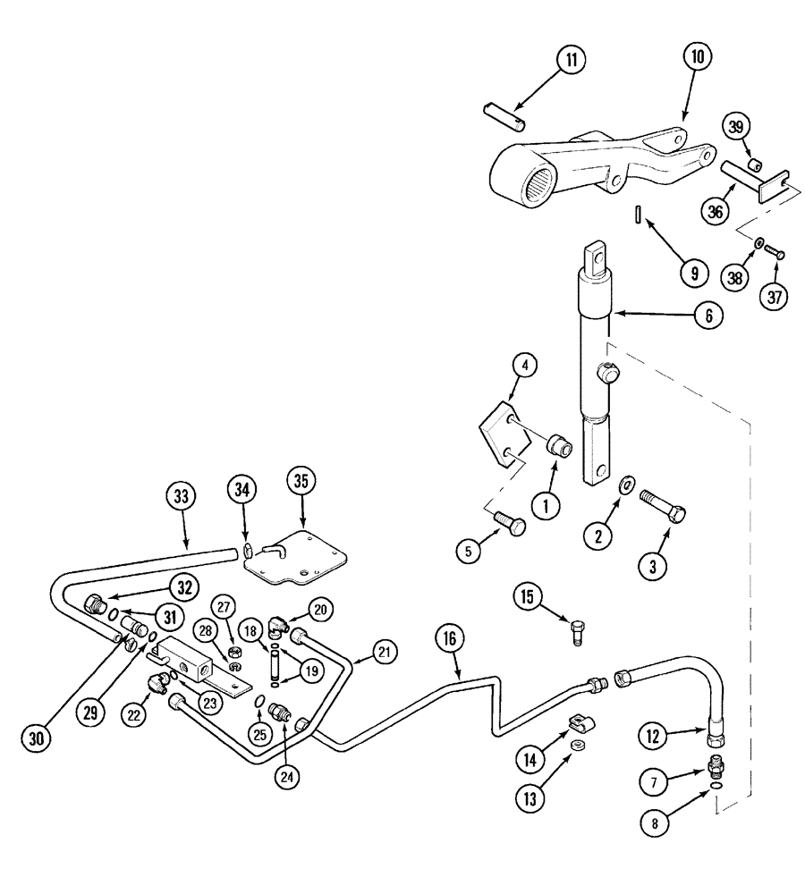 Схема запчастей Case IH C60 - (08-24) - ASSISTOR RAM AND PIPES (08) - HYDRAULICS