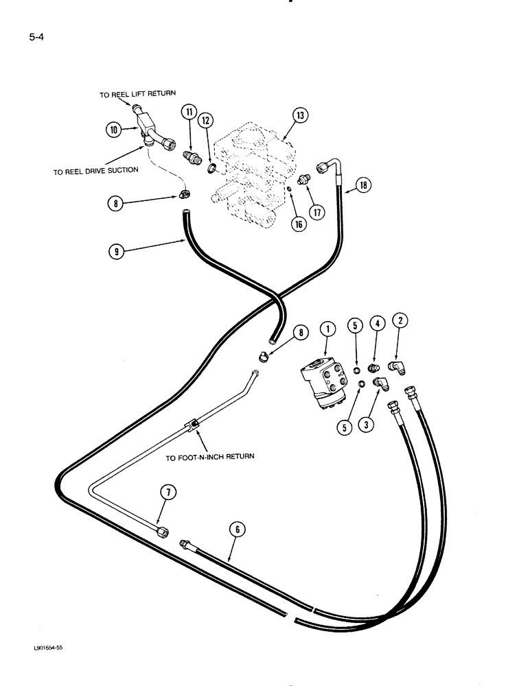 Схема запчастей Case IH 1620 - (5-04) - POWER STEERING SYSTEM, SUPPLY AND RETURN (04) - STEERING