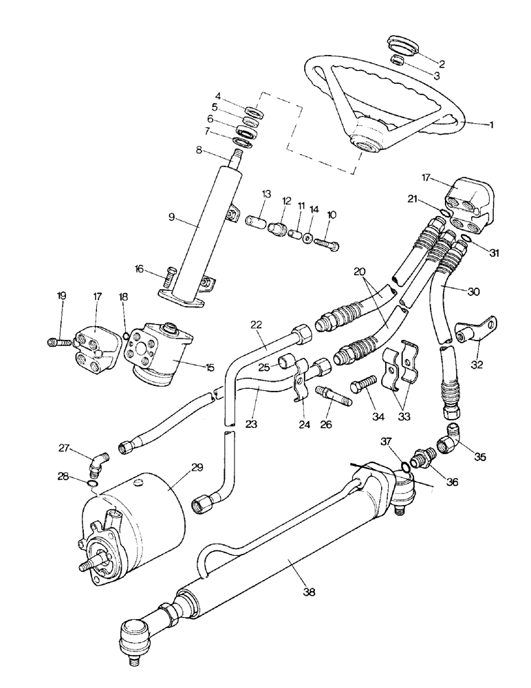 Схема запчастей Case IH 996 - (H06-1) - STEERING AND FRONT AXLE, HYDROSTATIC POWER STEERING Steering & Front Axle