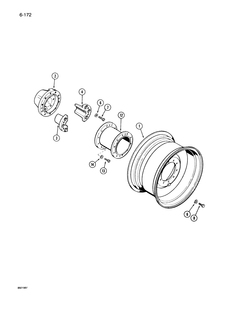 Схема запчастей Case IH 7130 - (6-172) - STEEL DUAL WHEELS FOR 120 INCH AXLES, 32 AND 34 INCH RIMS (06) - POWER TRAIN