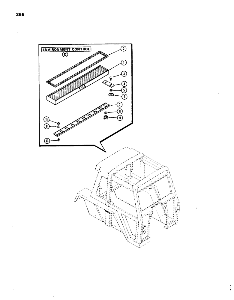 Схема запчастей Case IH 1270 - (266) - CAB, AIR FILTER, FIRST USED CAB SERIAL NUMBER 7814176 (09) - CHASSIS/ATTACHMENTS