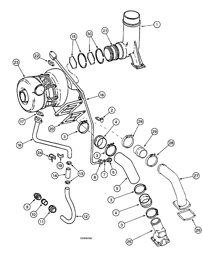 Схема запчастей Case IH DT-429 - (9-64) - TURBOCHARGER AND CONNECTIONS 