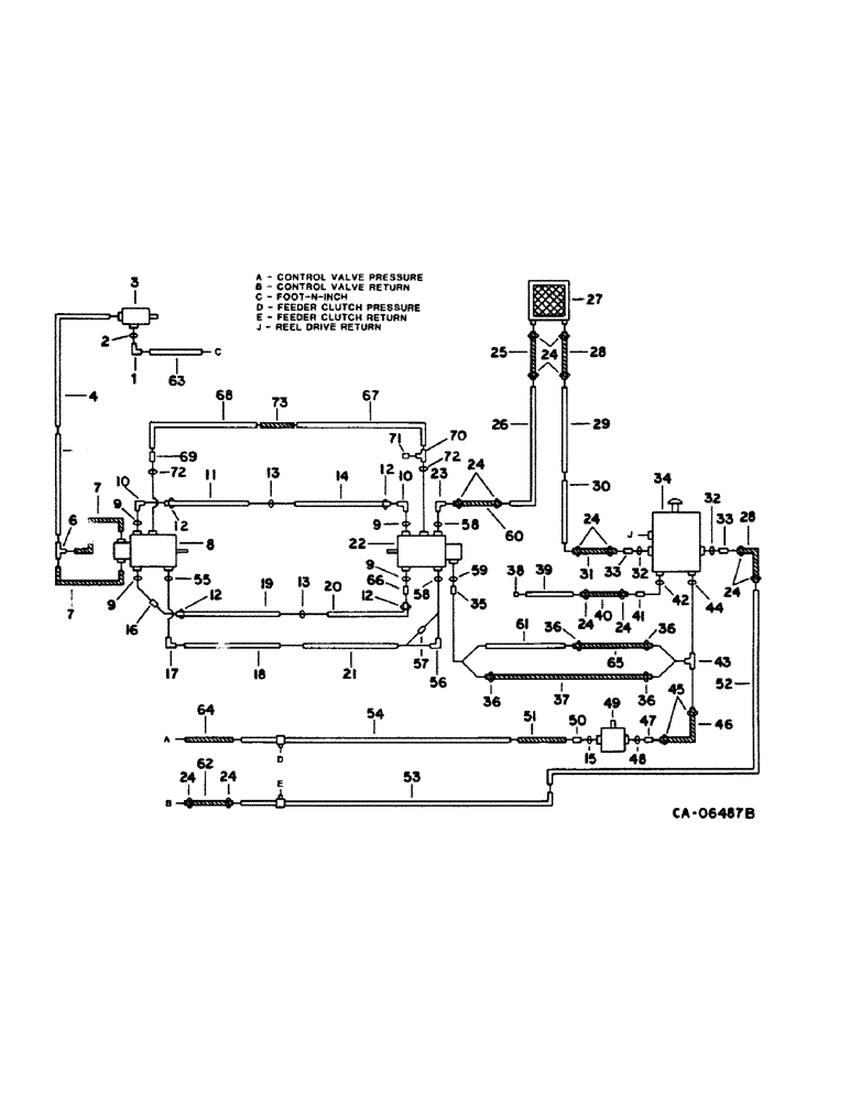 Схема запчастей Case IH 1480 - (`) - HYDRAULICS, HYDROSTATIC MOTOR, PUMP AND HEADER LIFT DIAGRAM, S/N 24001 AND AB0VE (07) - HYDRAULICS