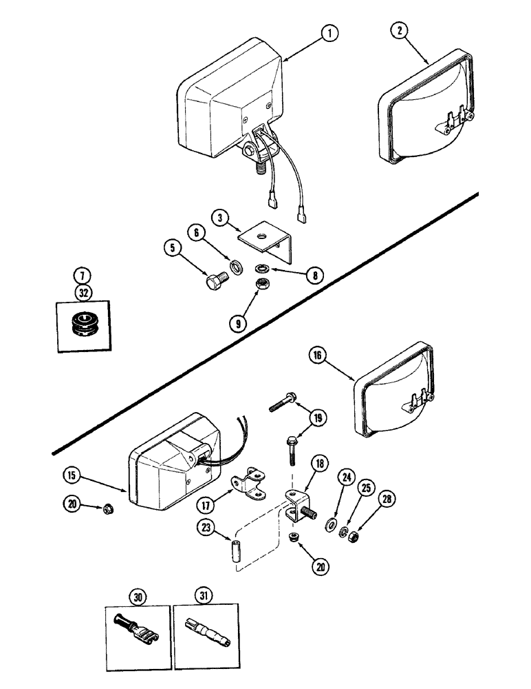 Схема запчастей Case IH 2096 - (4-094) - FLOOD LAMP ATTACHMENTS (04) - ELECTRICAL SYSTEMS