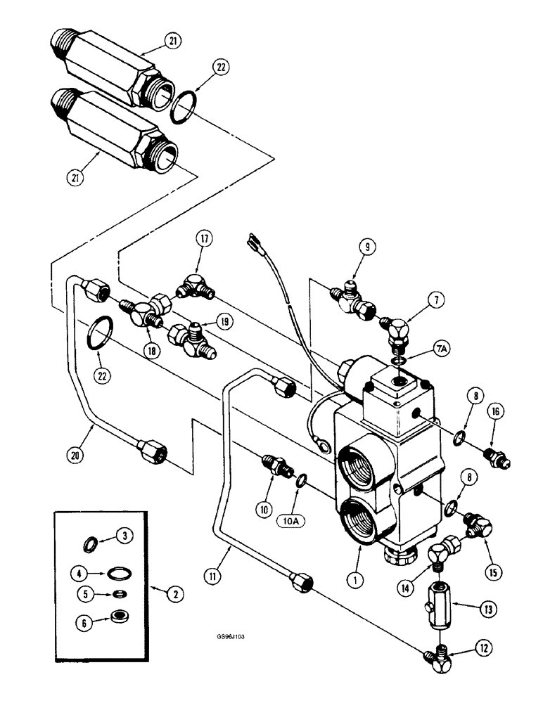 Схема запчастей Case IH 1660 - (5-62) - SELECTOR VALVE, POWER GUIDE AXLE, PRIOR TO P.I.N. JJC0036301 (04) - STEERING