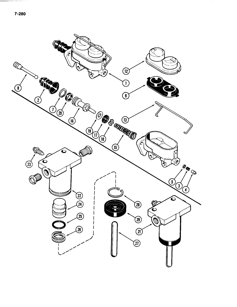 Схема запчастей Case IH 4494 - (7-280) - BRAKE MASTER CYLINDER (07) - BRAKES