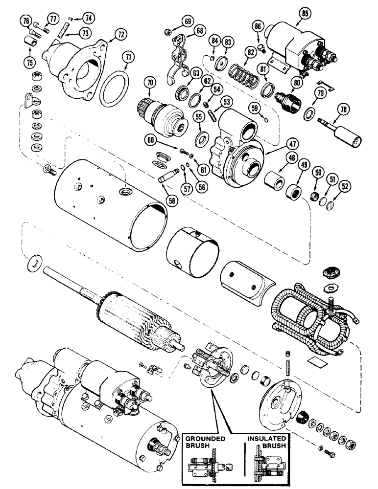 Схема запчастей Case IH 2090 - (4-122) - A75864 STARTER ASSEMBLY, PRIOR TO P.I.N. 9907663 (CONTD) (04) - ELECTRICAL SYSTEMS