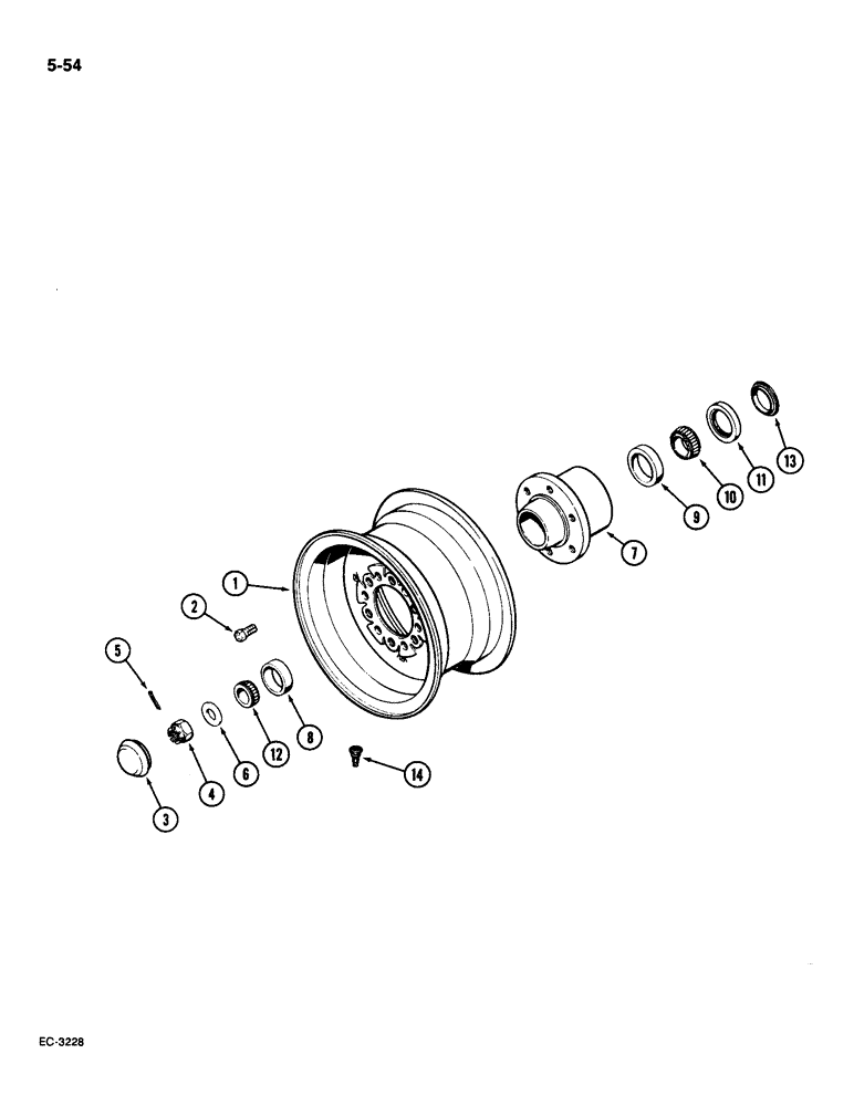 Схема запчастей Case IH 1896 - (5-54) - FRONT WHEEL AND HUB, 6 BOLT HUB (05) - STEERING