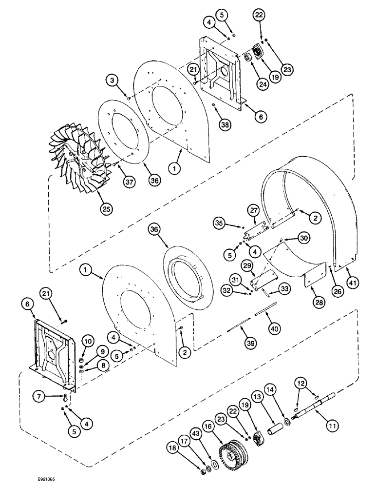 Схема запчастей Case IH 1800 - (9B-02) - FAN ASSEMBLY (15) - HANDLING SYSTEM