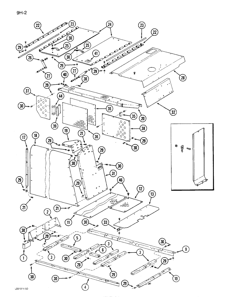 Схема запчастей Case IH 1680 - (9H-02) - ENGINE SHIELD AND SERVICE DECK, PRIOR TO P.I.N. JJC0047031 (12) - CHASSIS