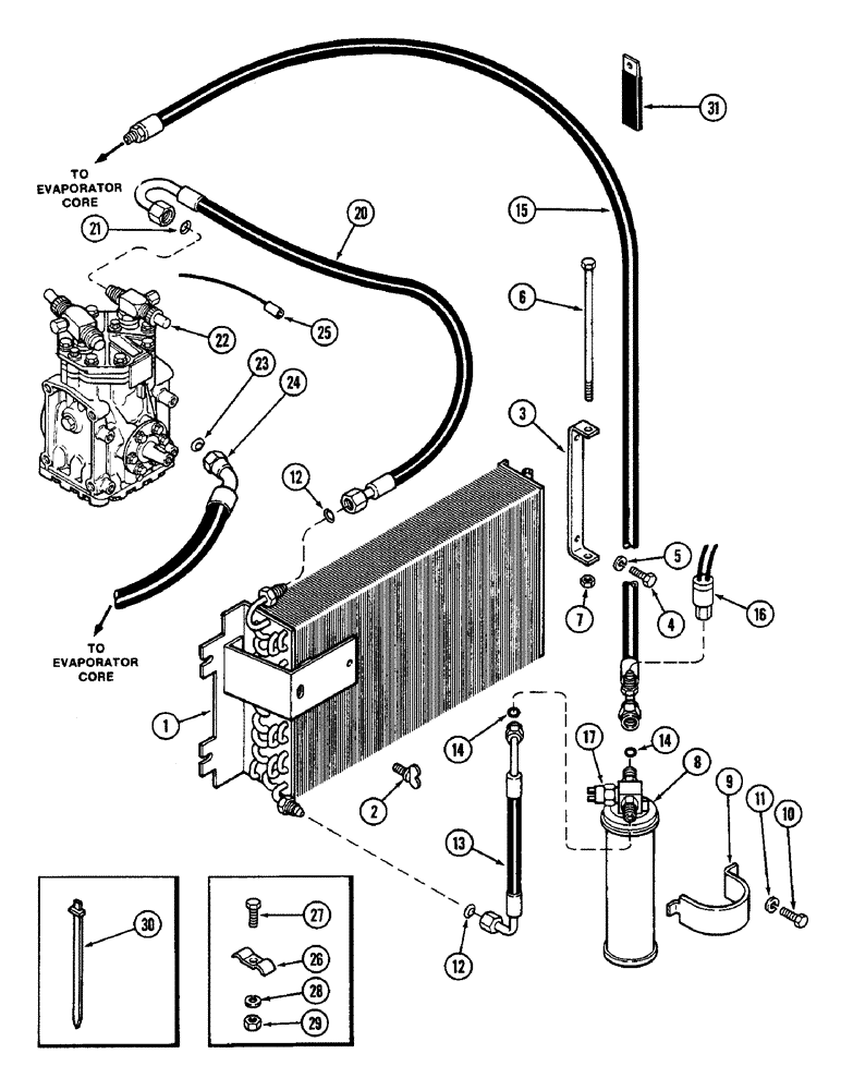 Схема запчастей Case IH 2090 - (9-616) - AIR CONDITIONING, CONDENSER AND RECEIVER-DRIER (09) - CHASSIS/ATTACHMENTS