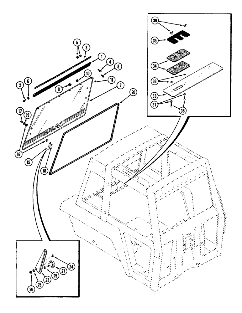 Схема запчастей Case IH 3294 - (9-446) - CAB, REAR WINDOW (09) - CHASSIS/ATTACHMENTS