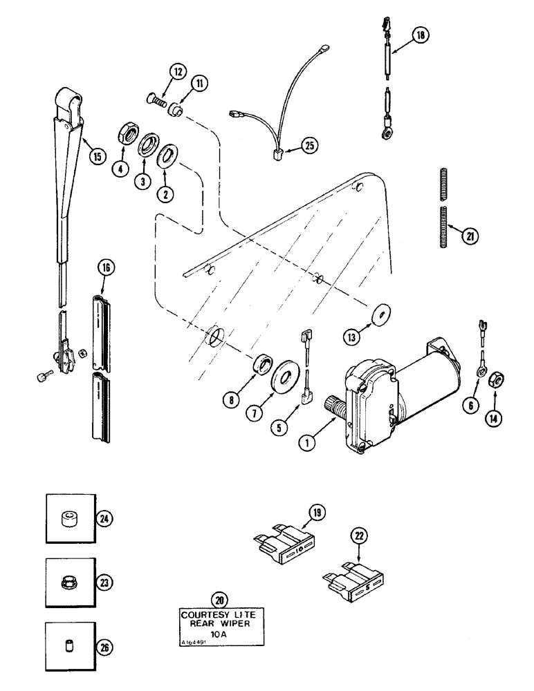 Схема запчастей Case IH 3294 - (9-482) - REAR WINDOW WIPER (09) - CHASSIS/ATTACHMENTS