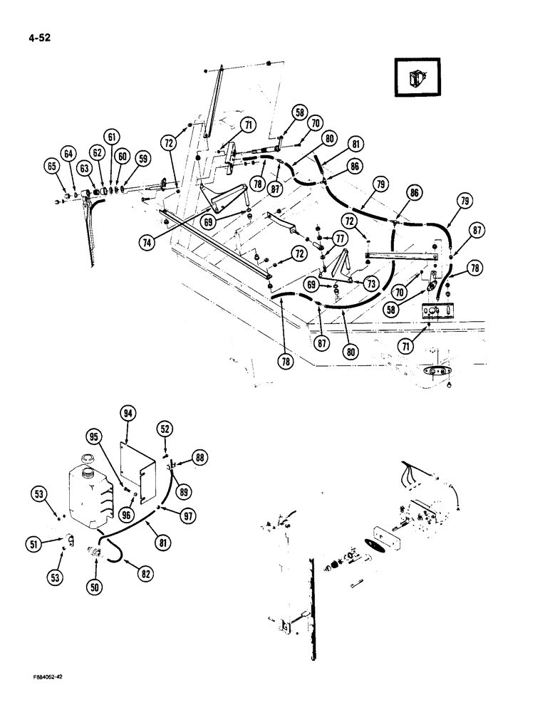 Схема запчастей Case IH 9180 - (4-52) - SIDE AND REAR WIPER WITH WINDOW WASHER, [CONT] (04) - ELECTRICAL SYSTEMS