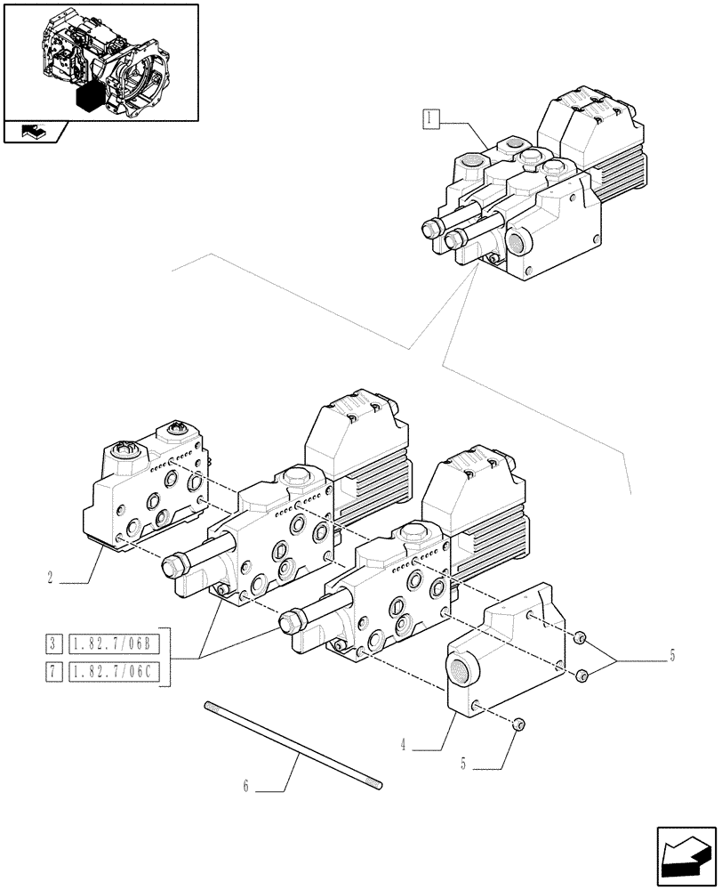 Схема запчастей Case IH PUMA 125 - (1.82.7/06A) - 2 SLICE ELECTROHYDRAULIC MID MOUNTED VALVES - BREAKDOWN (07) - HYDRAULIC SYSTEM