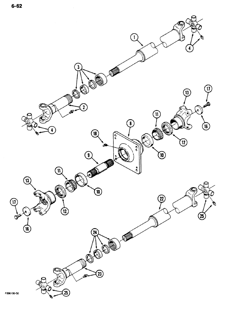 Схема запчастей Case IH 9170 - (6-62) - PTO DRIVE SHAFT ASSEMBLIES (06) - POWER TRAIN