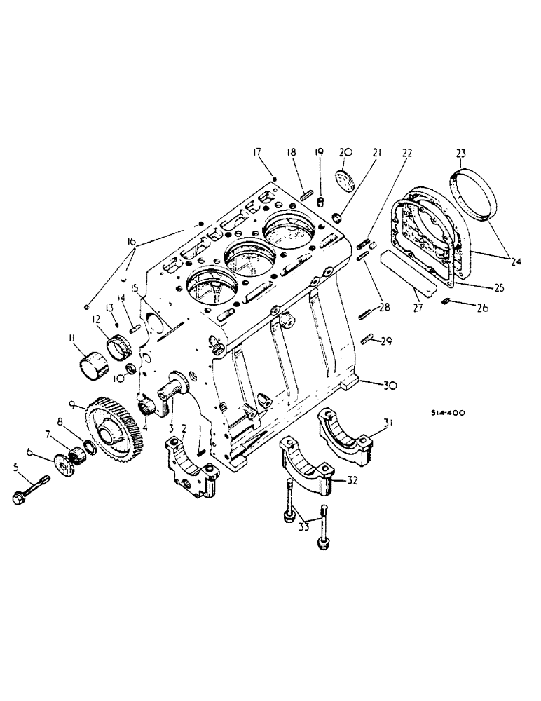 Схема запчастей Case IH 2400 - (12-33) - CRANKCASE AND RELATED PARTS Power