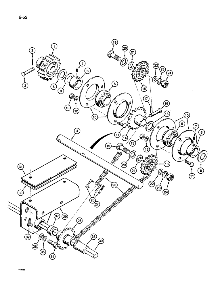 Схема запчастей Case IH 8600 - (9-052) - GRAIN DRIVE PARTS (09) - CHASSIS/ATTACHMENTS