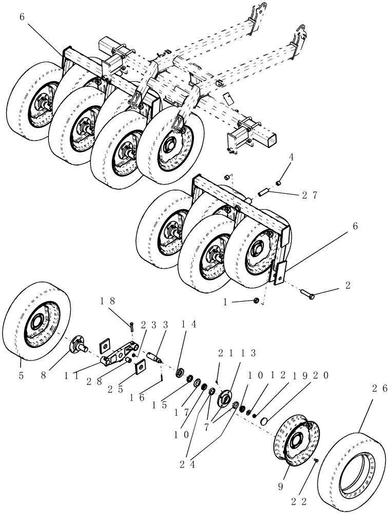 Схема запчастей Case IH ATX700 - (06.100.1) - PACKER, CENTER WALKING BEAM - 10" SPACING Packer Gang Assemblies and Frames