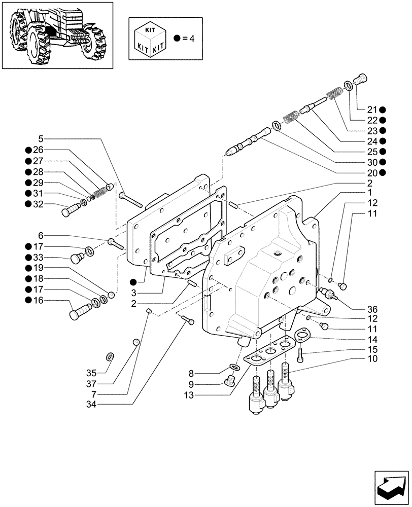 Схема запчастей Case IH MXU110 - (1.29.0/02) - (VAR.129) TRANSMISSION 16X16 (SPS) - INTERNAL SHIFTING CONTROLS (03) - TRANSMISSION