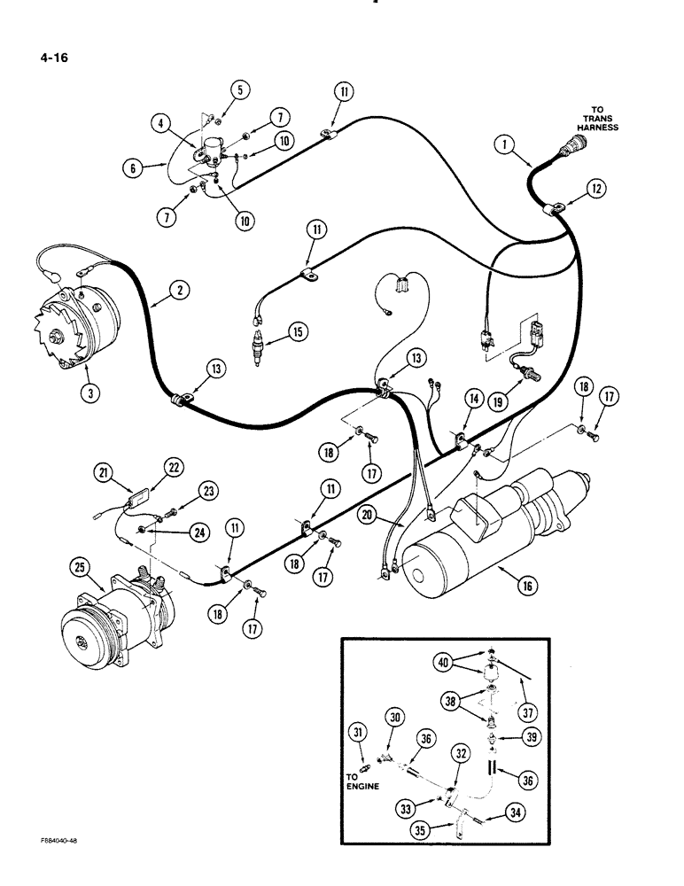 Схема запчастей Case IH STEIGER - (4-16) - ENGINE HARNESS, 3406 ENGINE (04) - ELECTRICAL SYSTEMS