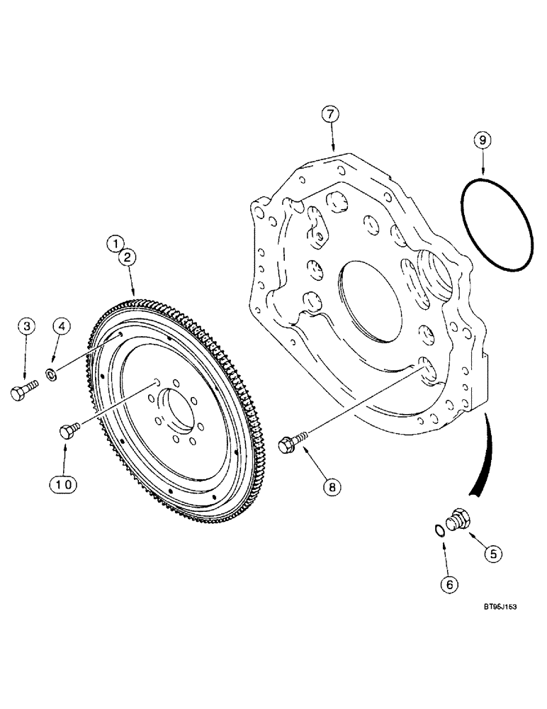 Схема запчастей Case IH 2166 - (2-48) - FLYWHEEL AND BACKING PLATE, 6T-830 ENGINE, PRIOR TO COMBINE P.I.N. JJC0180000 (01) - ENGINE