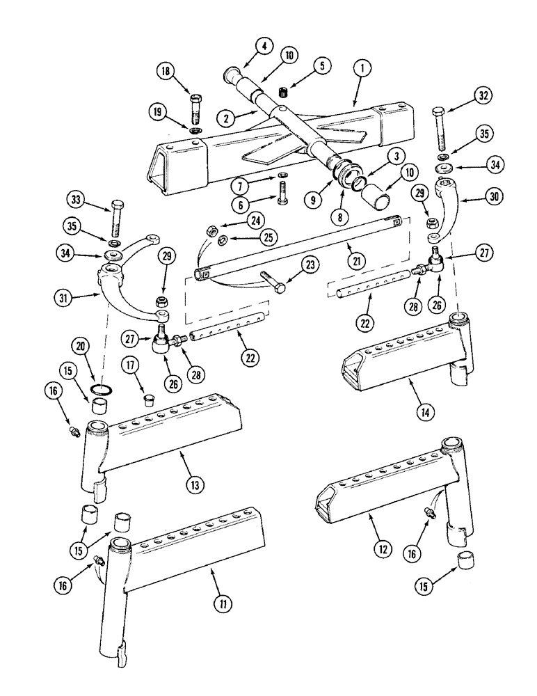 Схема запчастей Case IH 1394 - (5-146) - FRONT AXLE BEAM, ALL 2WD TRACS W/ MANUAL STEERING, 2WD TRACS W/ POWER STEERING, PRIOR PIN 11503201 (05) - STEERING