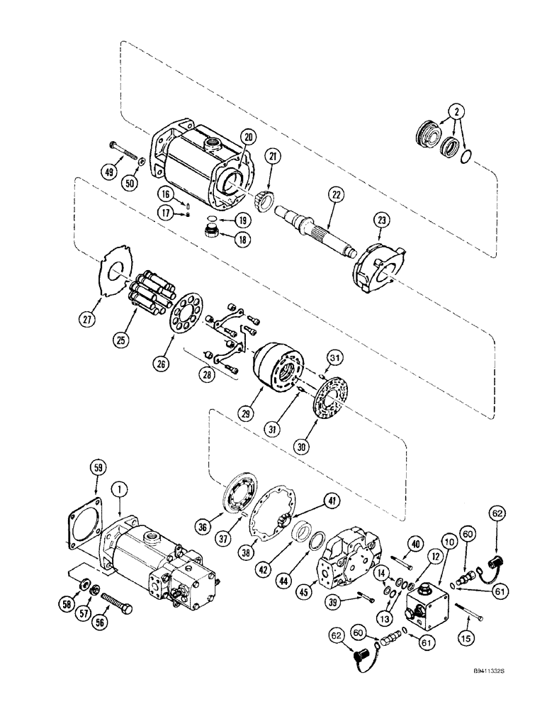 Схема запчастей Case IH 2188 - (6-34) - HYDROSTATIC MOTOR ASSEMBLY, SINGLE SPEED, CORN AND GRAIN COMBINE (03) - POWER TRAIN