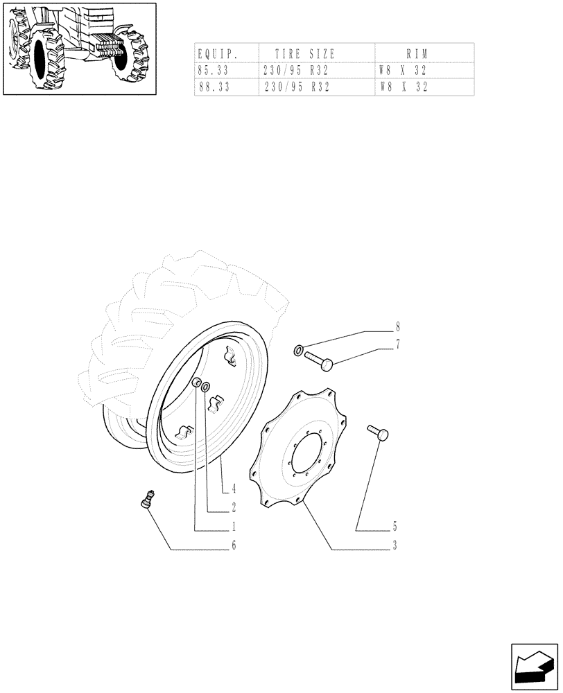 Схема запчастей Case IH JX85 - (82.00[06]) - 4WD DRIVING WHEELS (11) - WHEELS/TRACKS