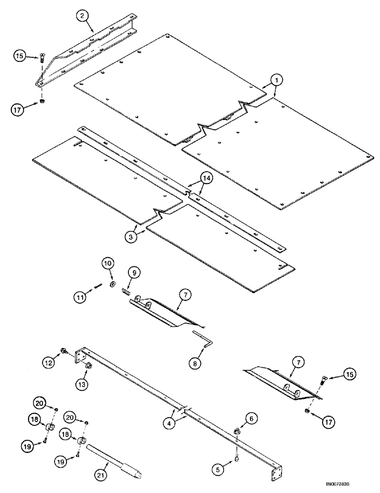 Схема запчастей Case IH 2144 - (9D-22) - TAILINGS AUGER TROUGH PANEL AND GATE, MODELS WITH STRAW SPREADER (16) - GRAIN ELEVATORS & AUGERS