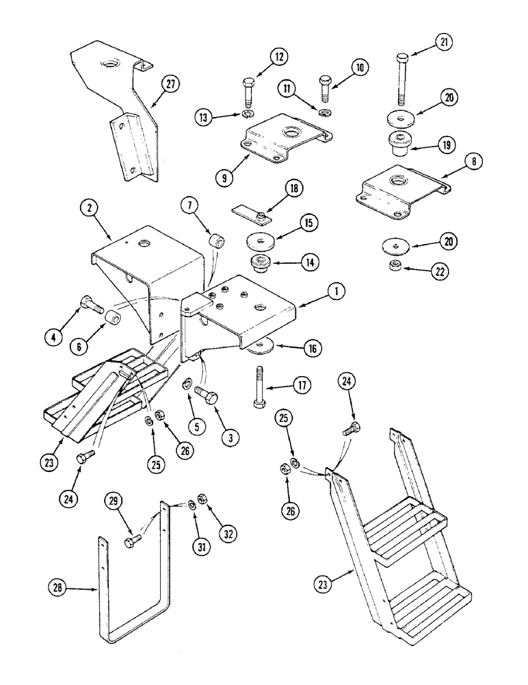 Схема запчастей Case IH 1294 - (9-338) - CAB MOUNTINGS AND STEPS, TRACTORS WITH CAB (09) - CHASSIS/ATTACHMENTS