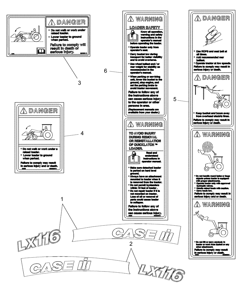 Схема запчастей Case IH LX116 - (010) - DECALS 