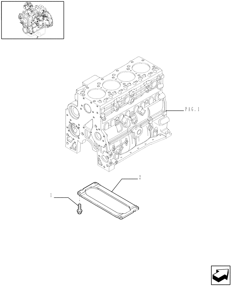 Схема запчастей Case IH WDX1002S - (01.02[02.2]) - CRANKCASE STIFFENER (01) - ENGINE