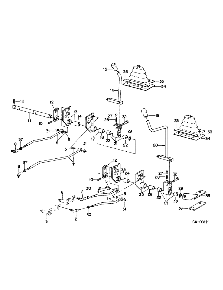 Схема запчастей Case IH 484 - (07-31) - DRIVE TRAIN, TRANSMISSION CONTROL, EXTERNAL, H PATTERN SHIFT, TRACTORS WITHOUT FORWARD AND REVERSE (04) - Drive Train