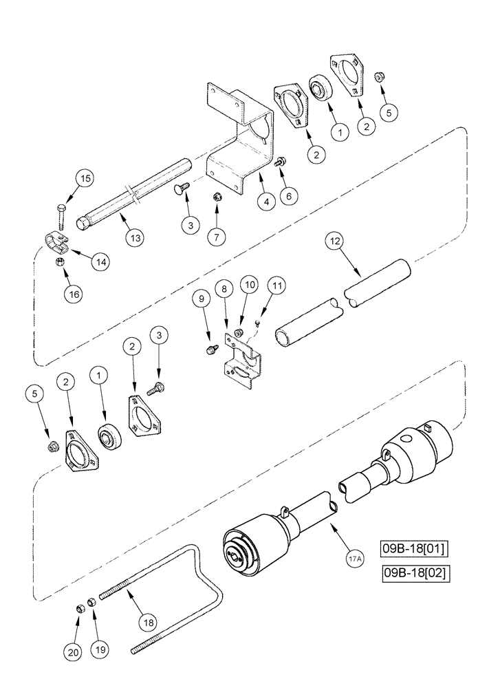 Схема запчастей Case IH 1010 - (09B-13) - KNIFE JACKSHAFT DRIVE - 22.5 AND 25.0 FOOT HEADERS (09) - CHASSIS/ATTACHMENTS