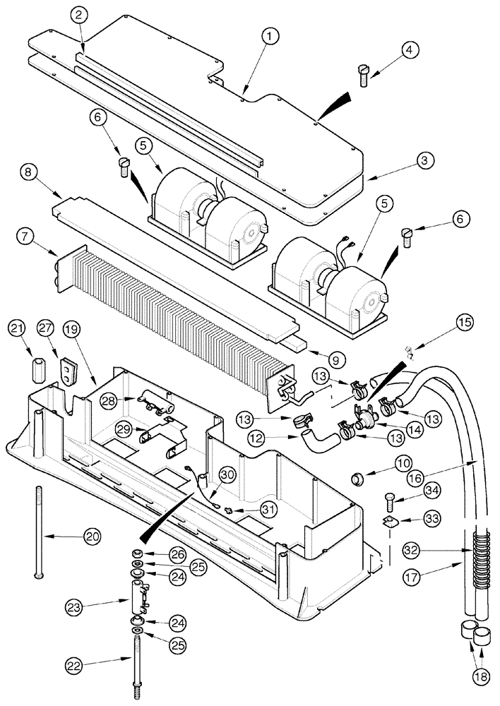 Схема запчастей Case IH MX135 - (09-37) - HEATER INSTALLATION (09) - CHASSIS/ATTACHMENTS