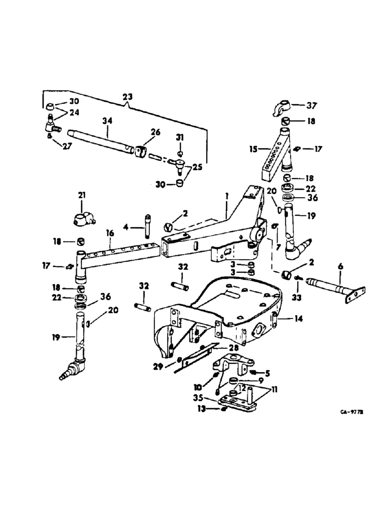 Схема запчастей Case IH 2400 - (14-04) - SUSPENSION, FRONT AXLE, SWEPT BACK Suspension