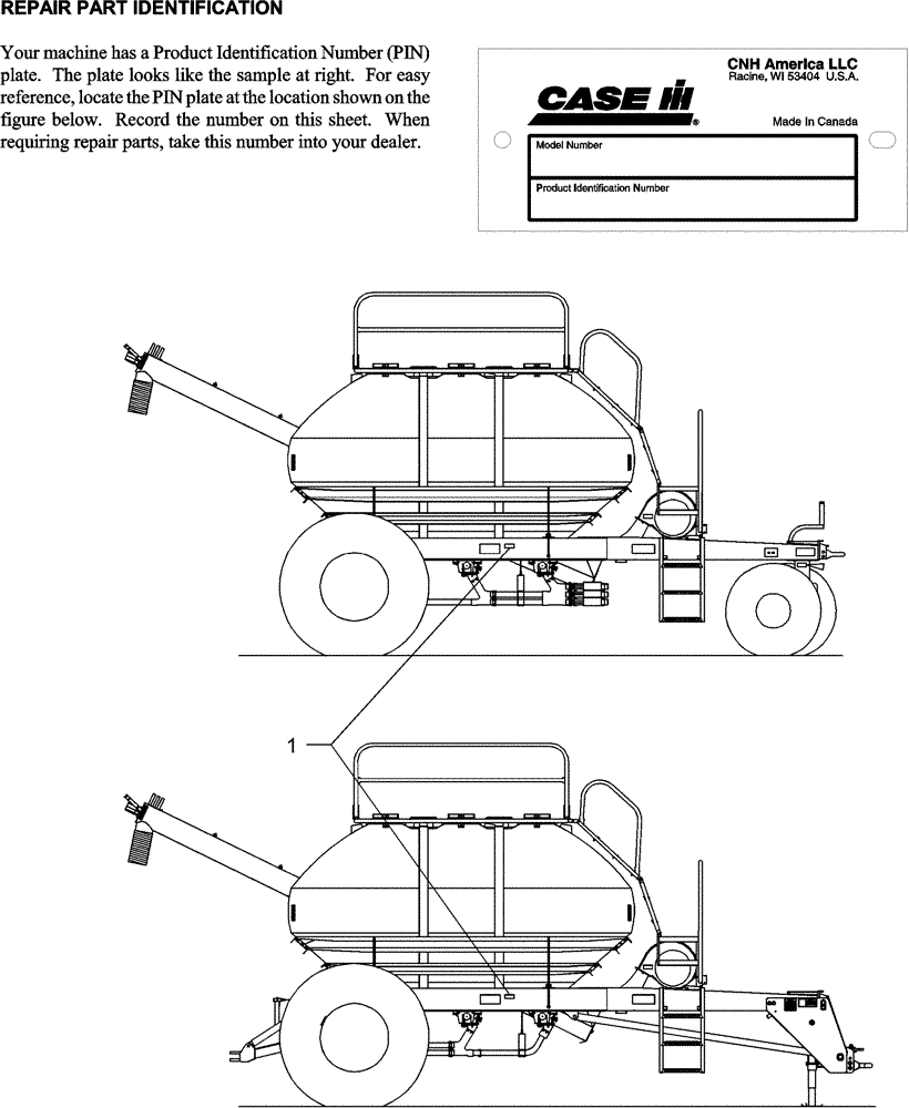 Схема запчастей Case IH ADX3360 - (E.60.A[02]) - PIN IDENTIFICATION NUMBER PLATE LOCATIONS E - Body and Structure