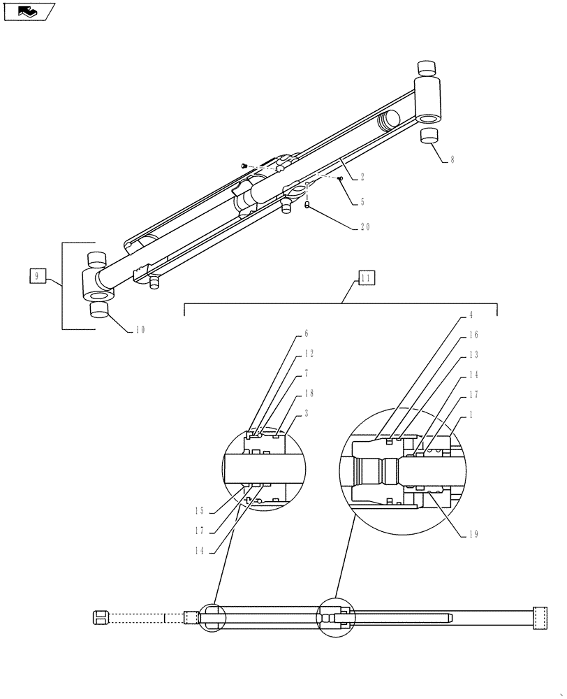 Схема запчастей Case IH L790 - (35.100.03) - CYLINDER (LDR12715910) (35) - HYDRAULIC SYSTEMS