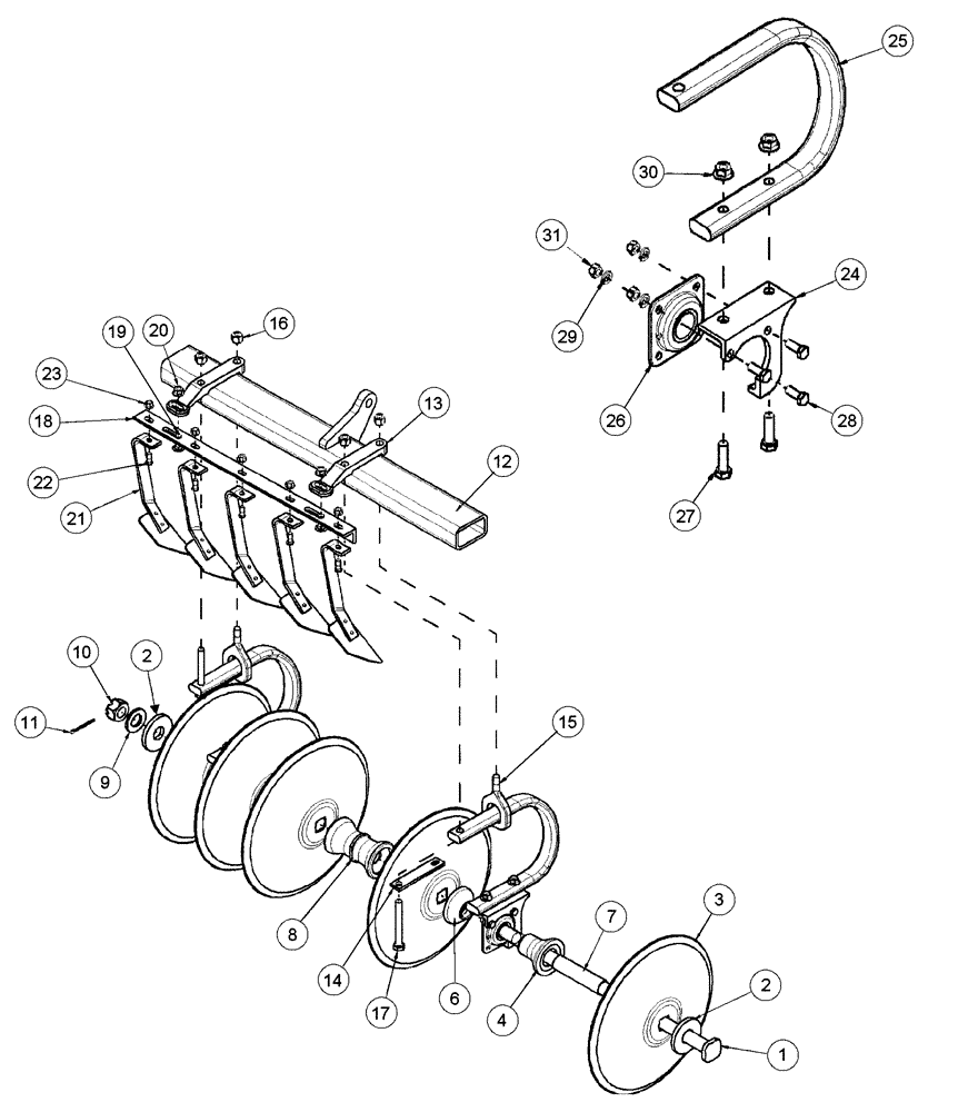 Схема запчастей Case IH 4400 - (09-27) - GANG ASSEMBLY LAYOUT - 7-1/2 INCH SPACING 