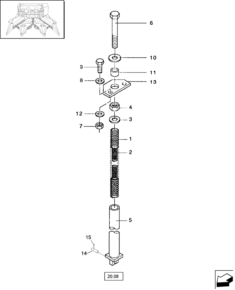 Схема запчастей Case IH HDX3R - (20.07) - AUGER, FLOTATION SPRING (58) - ATTACHMENTS/HEADERS