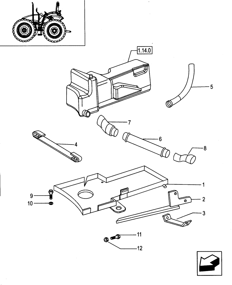 Схема запчастей Case IH JX95 - (1.14.7/01[02]) - FUEL TANK - SUPPORT - FOR HIGH CLEARANCE VERSION (02) - ENGINE EQUIPMENT