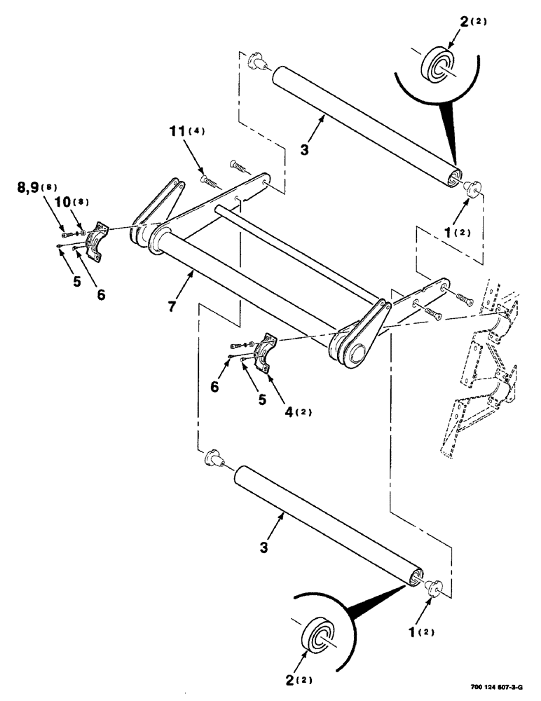 Схема запчастей Case IH 8455T - (6-24) - BELT TENSION ROLLER ASSEMBLY (14) - BALE CHAMBER